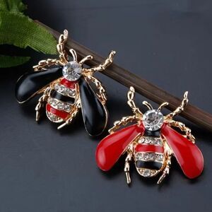 Bumble Bee Pins/Brooches 4pc Set Enamel & Rhinestones Brooch Whimsical MEDIUM